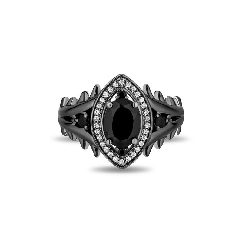 Maleficent Dyed Black Onyx and Diamond Ring in Sterling Silver – Image 1 of 4