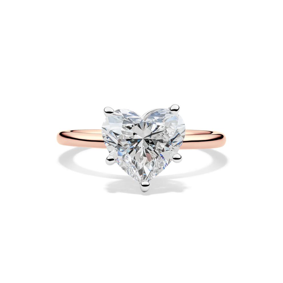 Lab Grown Diamond Heart-Shaped Solitaire Ring in 14K Rose &amp; White Gold (3 ct.) – Image 1 of 4