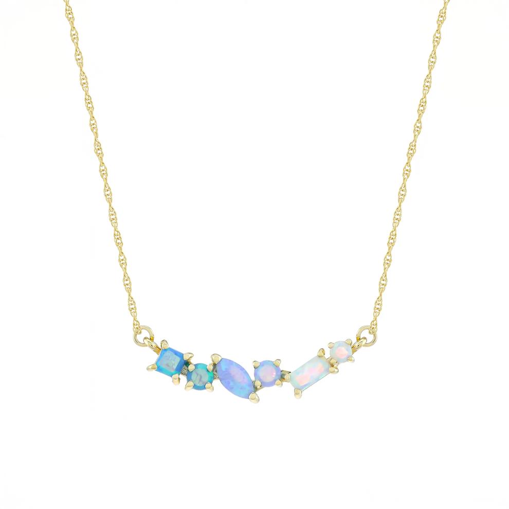 Lab-Created Opal Necklace in 10K Yellow Gold – Image 1 of 3