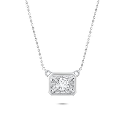 Diamond Illusion East-West Emerald-Shaped Pendant Necklace in 10K White Gold (1/4 ct. tw.)