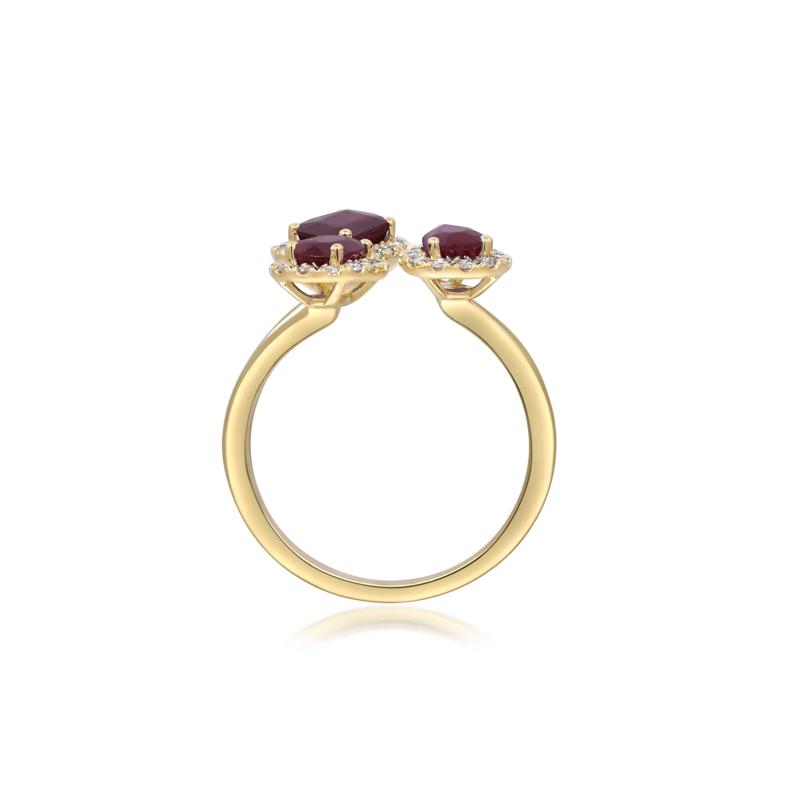 Ruby and Diamond Bypass Ring in 14K Yellow Gold &#40;1/3 ct. tw.&#41; – Image 2 of 5