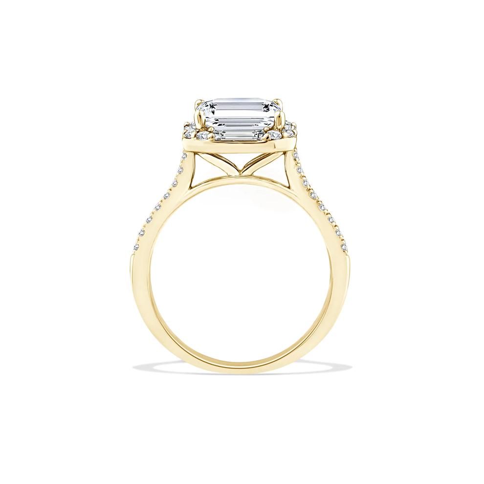 Lab Grown Diamond Princess-Cut Center Halo Engagement Ring in 14K Yellow Gold (3 1/2 ct. tw.) – Image 2 of 4