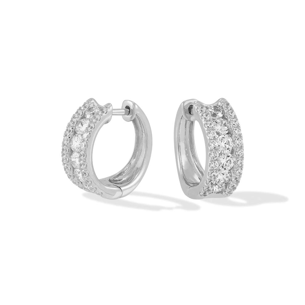 Lab Grown Diamond Hoop Earrings in 10K White Gold (2 ct. tw.) – Image 1 of 2