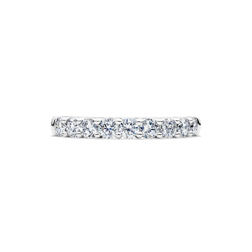 Lab-Created Moissanite Round Band Ring in 10K White Gold (1 ct. dew) – Image 1 of 4