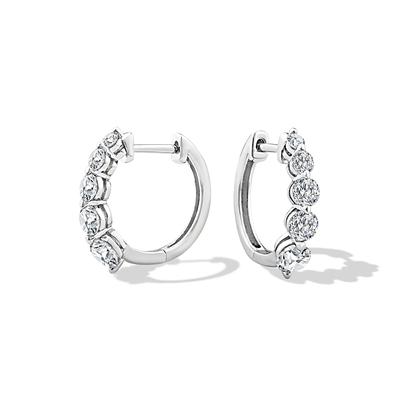 Diamond Graduated Hoop Earrings in 10K White Gold (1 ct. tw.)