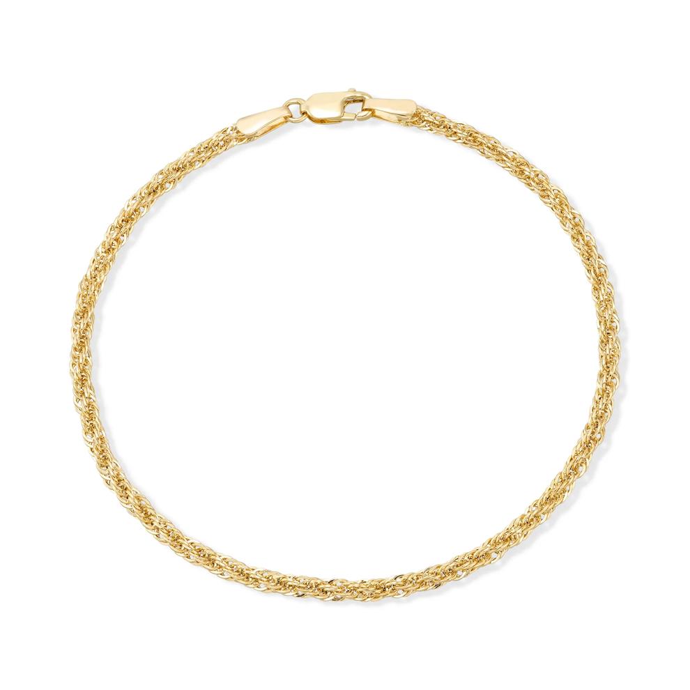 Square Infinity Rope Chain Bracelet in 10K Yellow Gold, 2.4mm, 7.25" – Image 2 of 2
