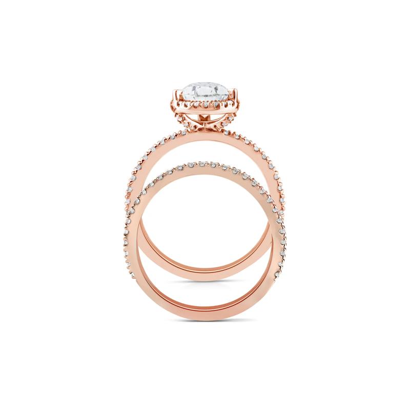 Lab Grown Diamond Pear-Shaped Halo Bridal Set in 14K Rose Gold &#40;2 3/4 ct. tw.&#41; – Image 2 of 3