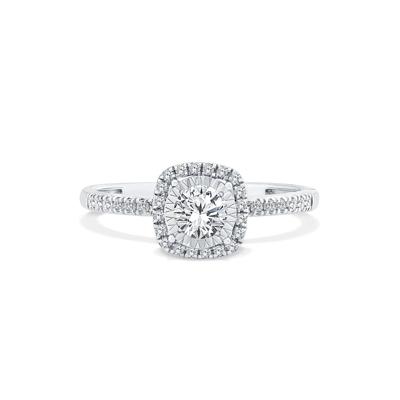 Lab Grown Diamond Round Center Promise Ring  in 10K White Gold (1/2 ct. tw.)