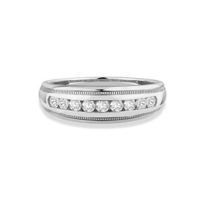 Men's Diamond Milgrain Band in 10K White Gold (1/2 ct. tw.)