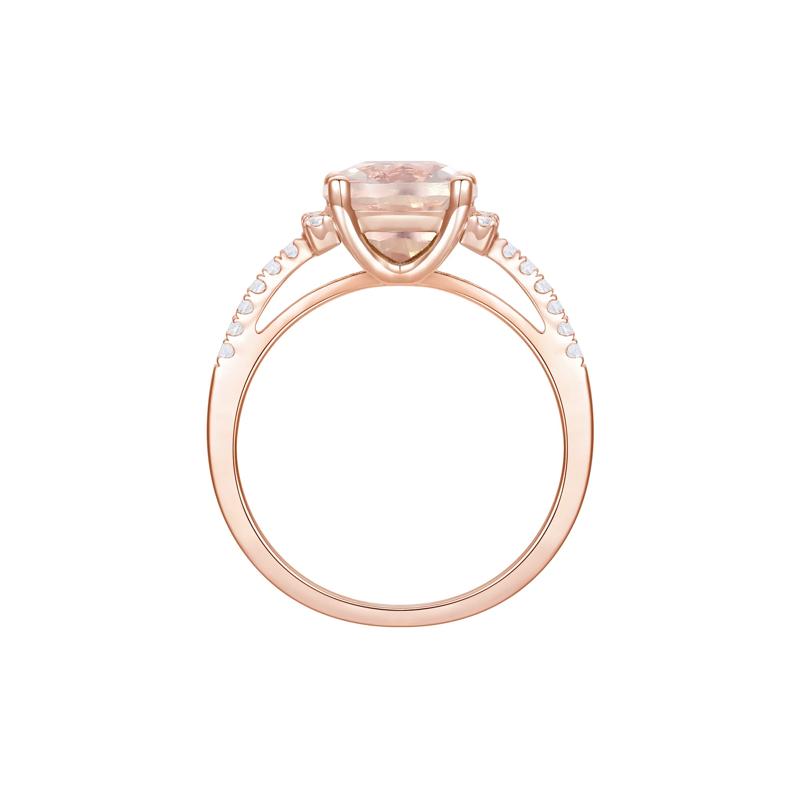 Cushion-Cut Morganite and Diamond Ring in 10K Rose Gold &#40;1/7 ct. tw.&#41; – Image 2 of 3