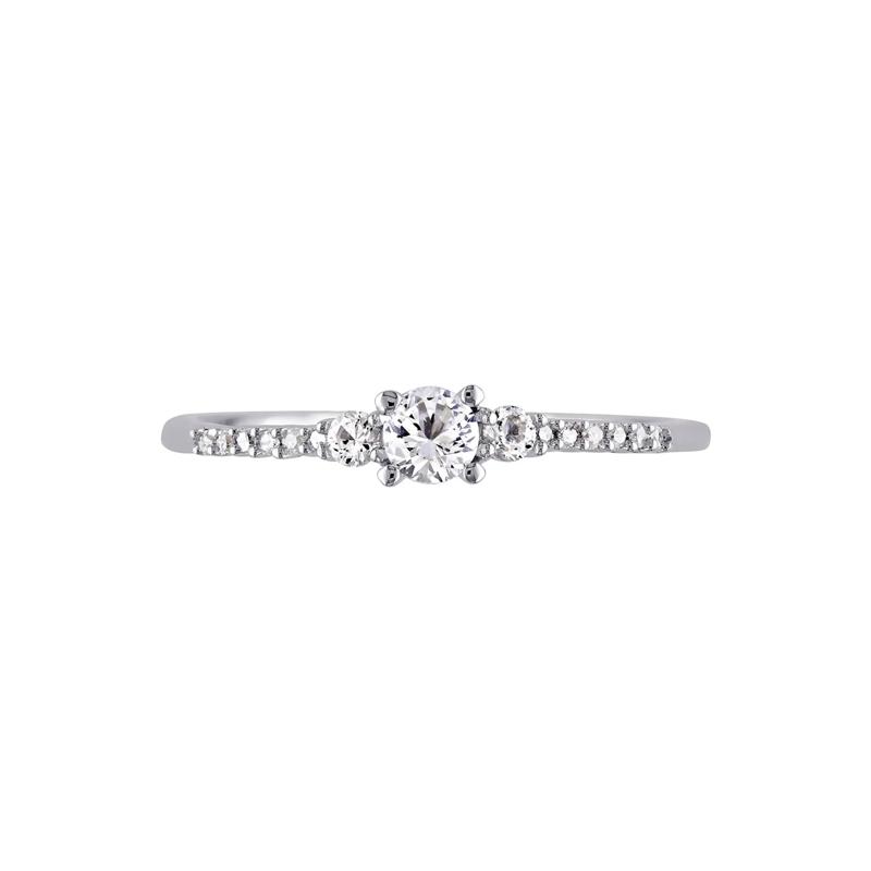 Lab Created White Sapphire &amp; Diamond Ring in Sterling Silver – Image 1 of 5