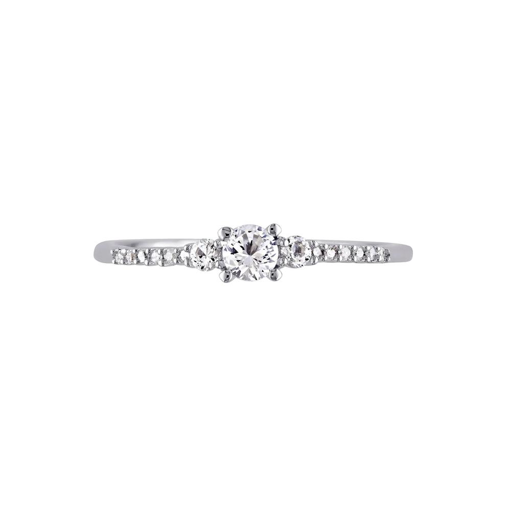 Lab Created White Sapphire &amp; Diamond Ring in Sterling Silver – Image 1 of 5