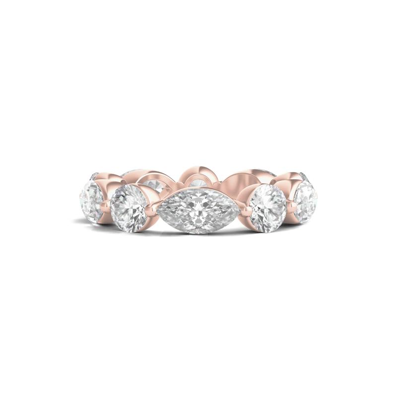 Marquise and Round-Cut Lab Grown Diamond Eternity Band in 14k Rose Gold &#40;5 ct. tw.&#41; – Image 1 of 3