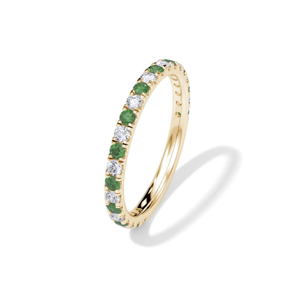 Lab Grown Diamond &amp; Lab-Created Emerald Anniversary Band in 14K Yellow Gold (1/3 ct. tw.) – Image 4 of 4