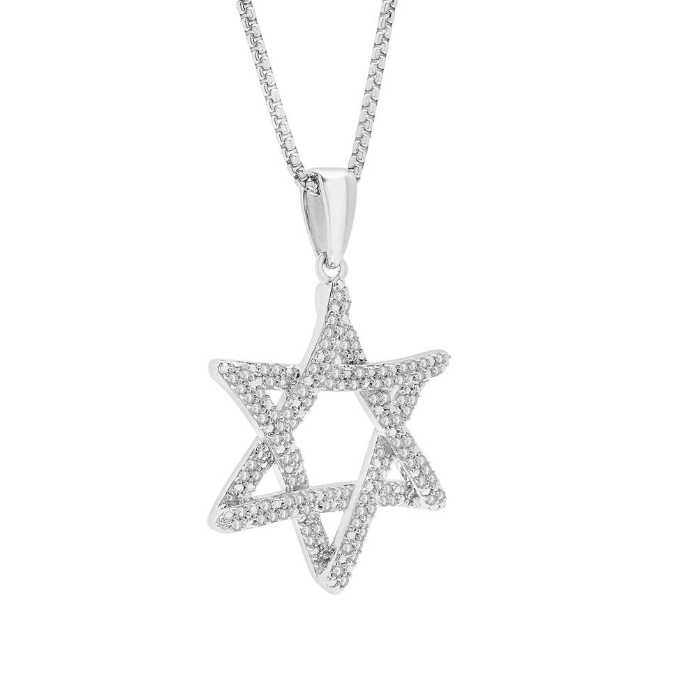 Men's Star of David Pendant in Sterling Silver (1/2 ct. tw.) – Image 2 of 4