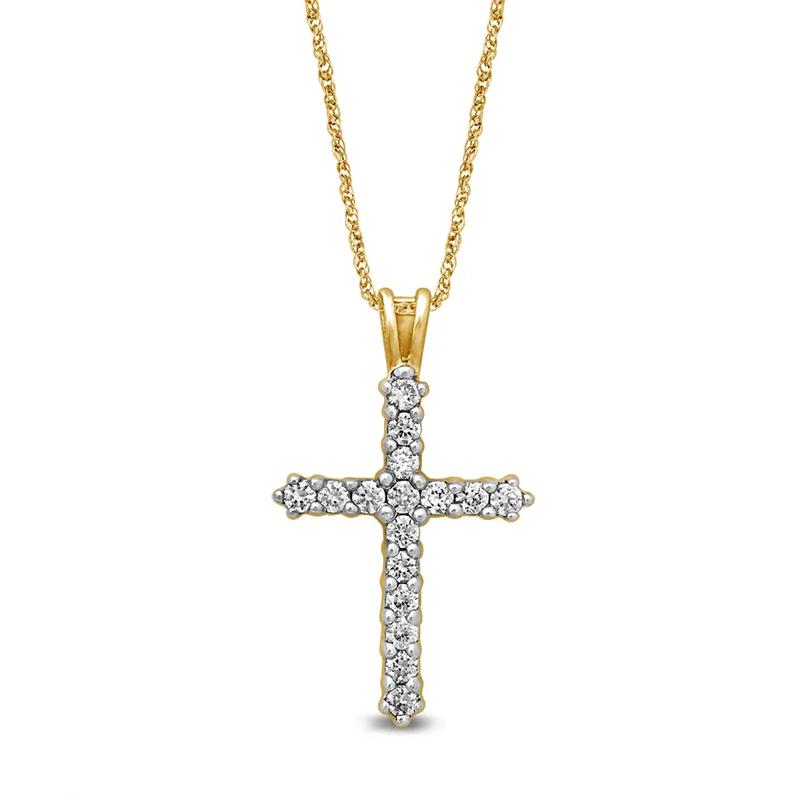 1/4 ct. tw. Diamond Cross Pendant in 10K Yellow Gold – Image 1 of 3