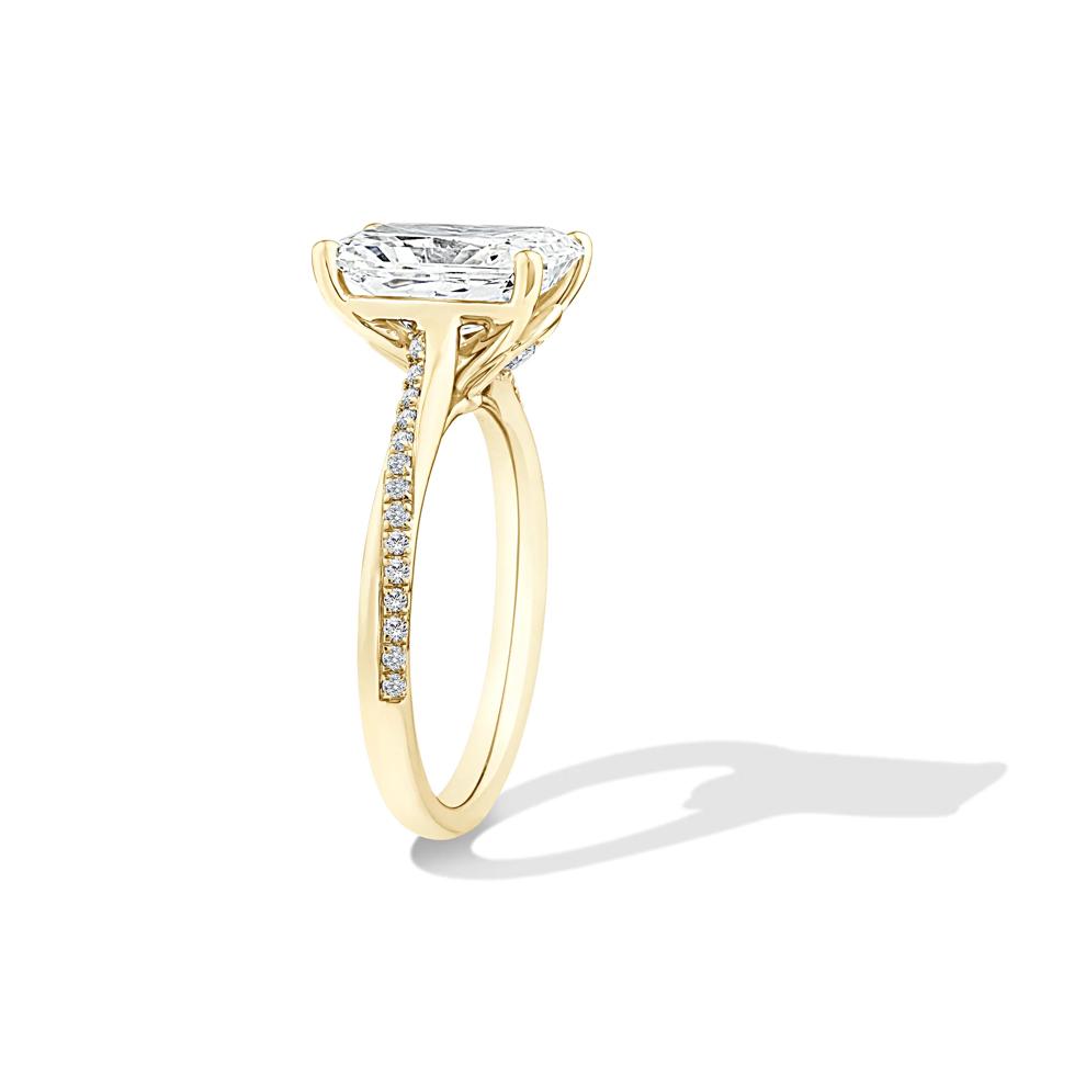 Lab Grown Diamond Radiant-Cut Center Engagement Ring in 18K Yellow Gold (3 1/5 ct. tw.) – Image 3 of 4