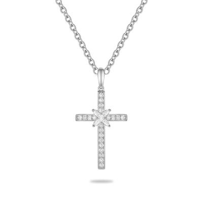 Diamond Cross Pendant Necklace in 10K White Gold (1/4 ct. tw.)