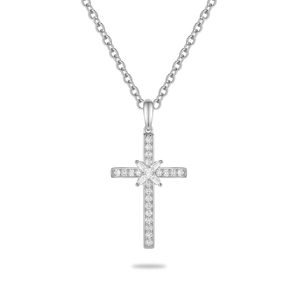 Diamond Cross Pendant Necklace in 10K White Gold (1/4 ct. tw.) – Image 1 of 4