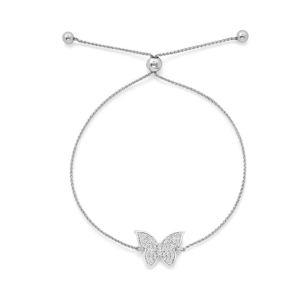 Diamond Butterfly Bolo Bracelet in Sterling Silver (1/3 ct. tw.) – Image 2 of 2