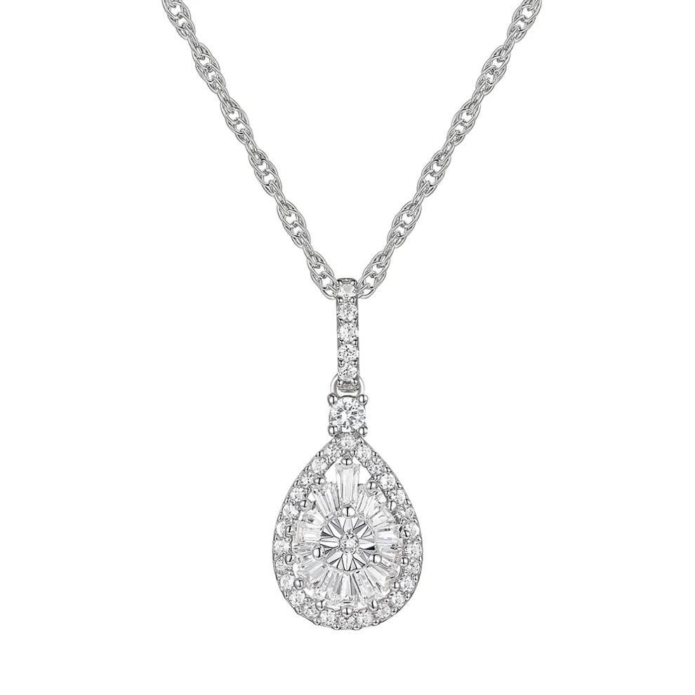 Pear-Shaped Diamond Cluster Pendant in 10K White Gold (1/4 ct. tw.) – Image 1 of 3