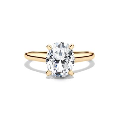 Lab-Created Moissanite Oval Solitaire Ring in 10K Yellow Gold (2 ct. dew)