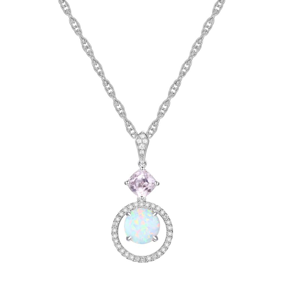 Lab Created Opal Dangle Pendant in Sterling Silver – Image 1 of 2