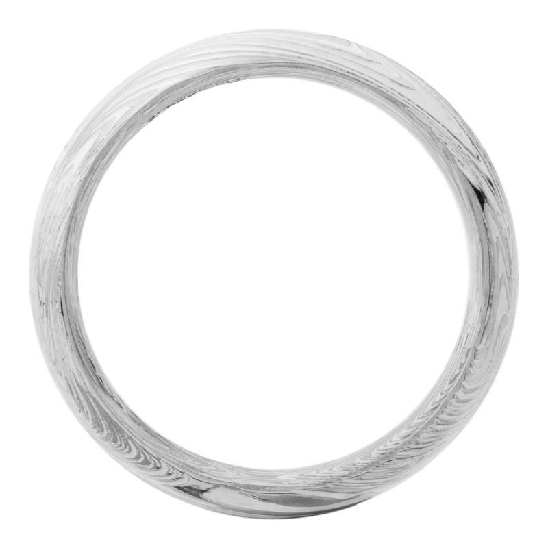 Men&rsquo;s Marble Damascus Wedding Band with White Cerakote Accents, 8MM  – Image 2 of 3