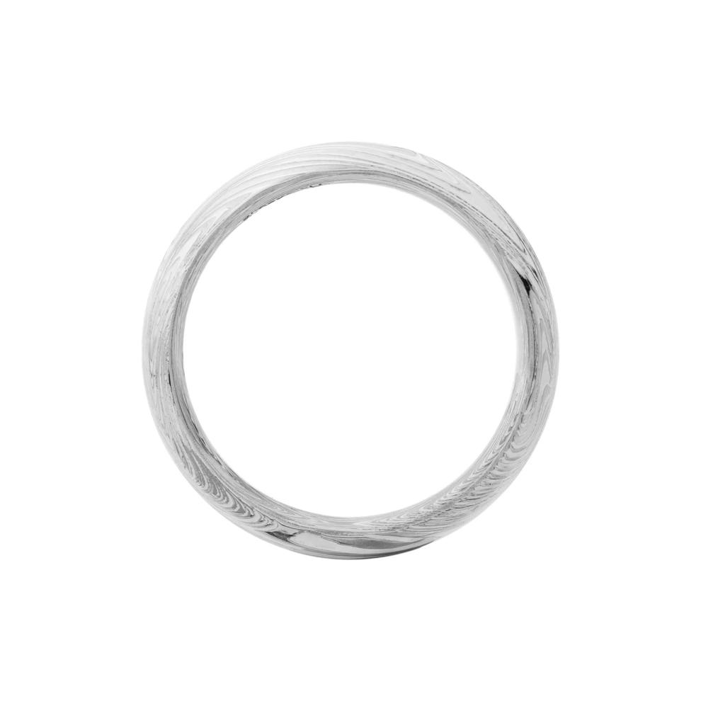 Men&rsquo;s Marble Damascus Wedding Band with White Cerakote Accents, 8MM  – Image 2 of 3