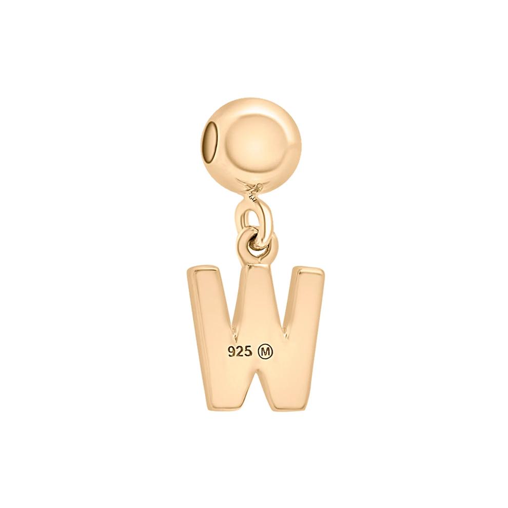 Diamond Accent W Initial Bead Charm in Vermeil – Image 3 of 3