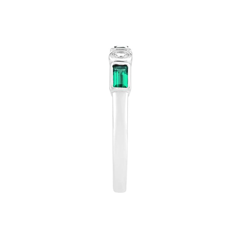 Lab-Created Emerald and Lab-Created White Sapphire Ring in Sterling Silver – Image 2 of 2
