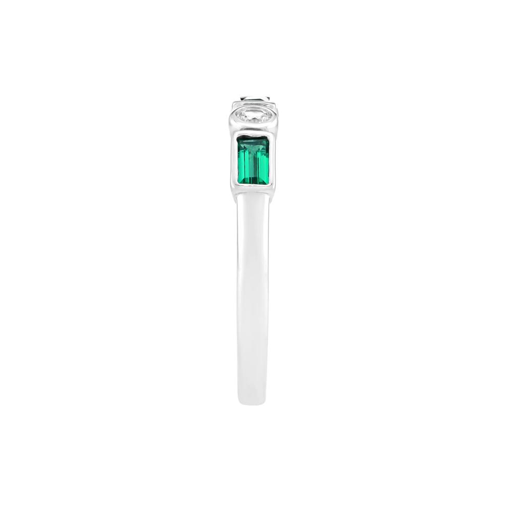 Lab-Created Emerald and Lab-Created White Sapphire Ring in Sterling Silver – Image 2 of 2
