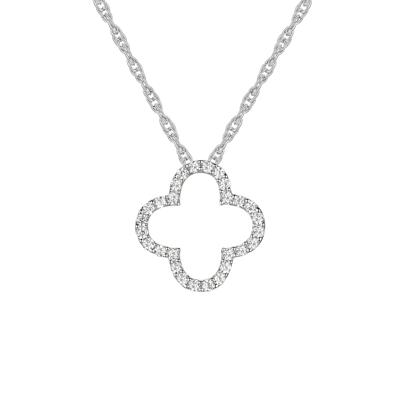 Diamond Clover Pendant in 10K White Gold (1/8 ct. tw.)