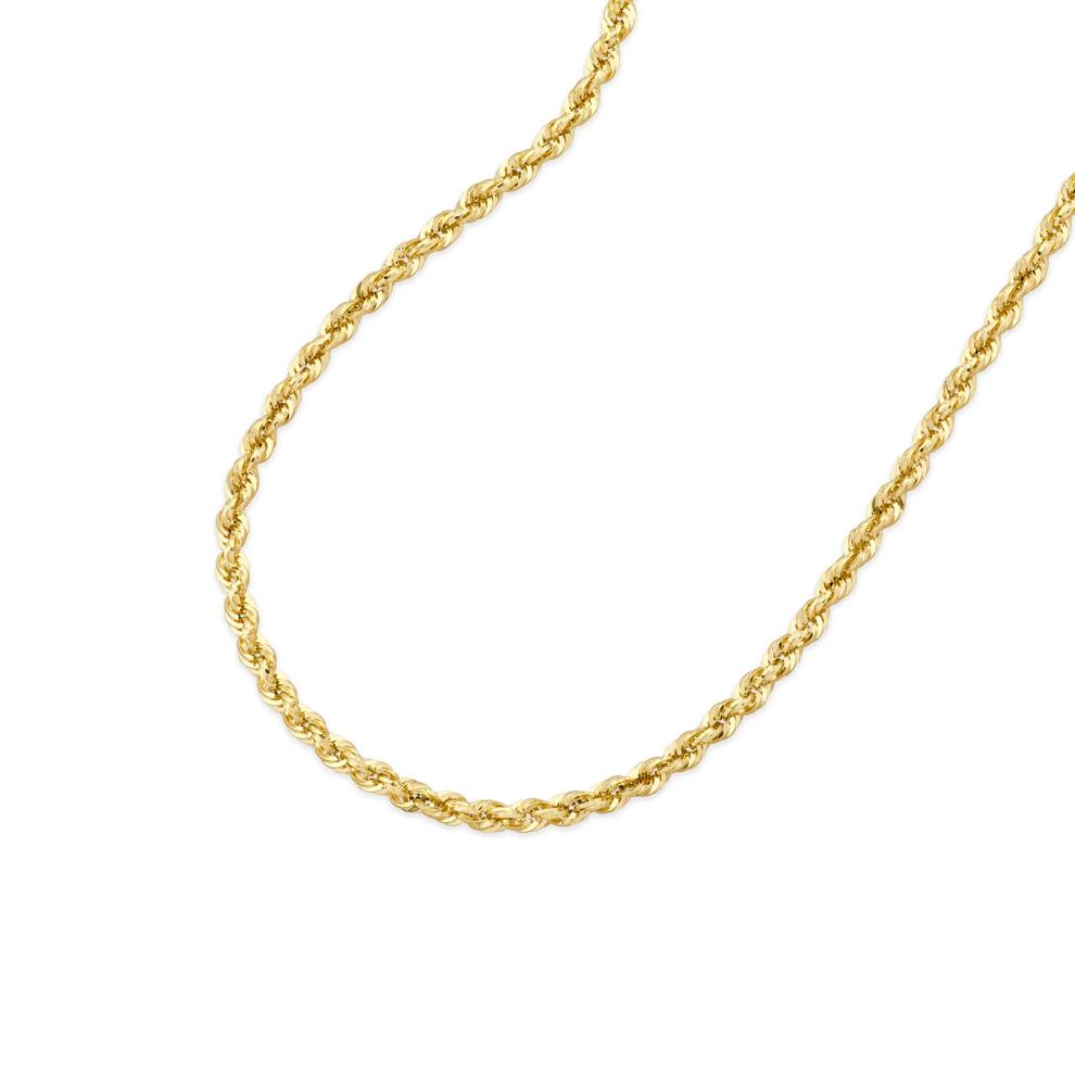 Heavy Hollow Glitter Rope Chain Necklace in 10K Yellow Gold, 24" – Image 3 of 5