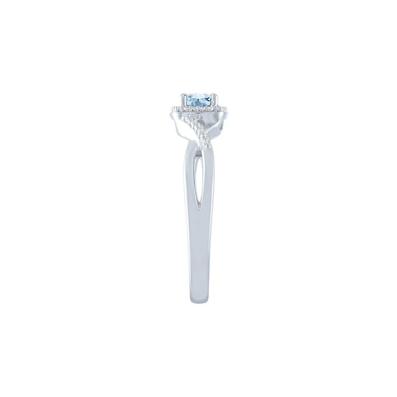 Lab Created Aquamarine &amp; Diamond Promise Ring in 10K White Gold – Image 3 of 3