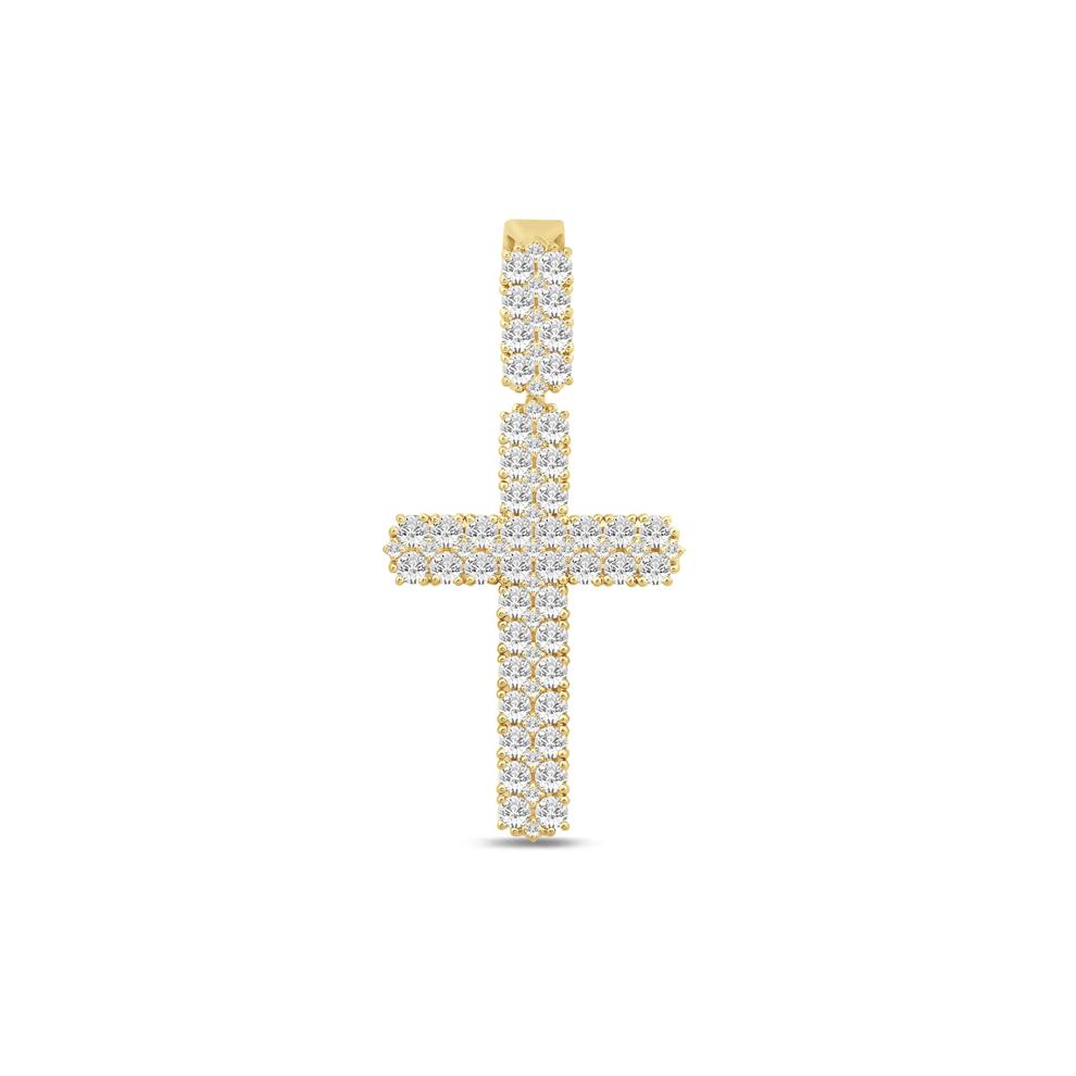 Lab Grown Diamond Cross Charm in 10K Yellow Gold (3 5/8) – Image 1 of 2