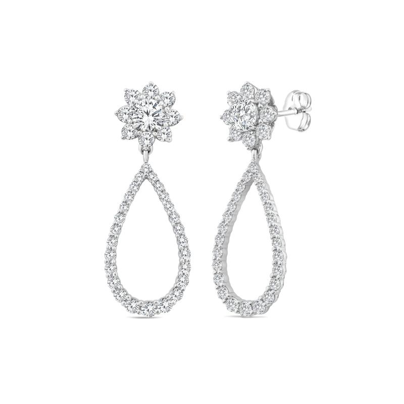 Lab Grown Diamond Starburst Drop Earrings in 14K White Gold &#40;2 ct. tw.&#41; – Image 1 of 2