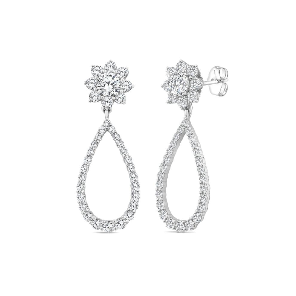 Lab Grown Diamond Starburst Drop Earrings in 14K White Gold (2 ct. tw.) – Image 1 of 2