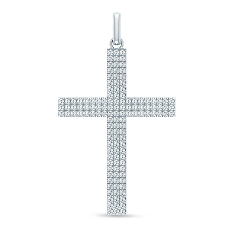Men&#39;s Lab Grown Diamond Cross Charm in 10K White Gold &#40;2 ct. tw.&#41; – Image 1 of 2