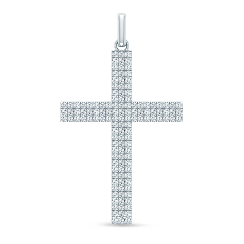 Men's Lab Grown Diamond Cross Charm in 10K White Gold (2 ct. tw.) – Image 1 of 2