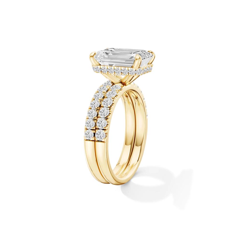 Lab Grown Diamond Emerald-Cut Bridal Set in 14K Yellow Gold (5 ct. tw.) – Image 3 of 6
