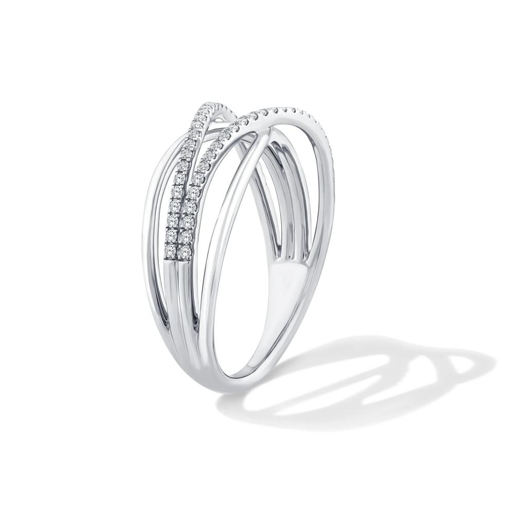 Diamond Multi-Row Crossover Ring in Sterling Silver (1/5 ct. tw.) – Image 3 of 4