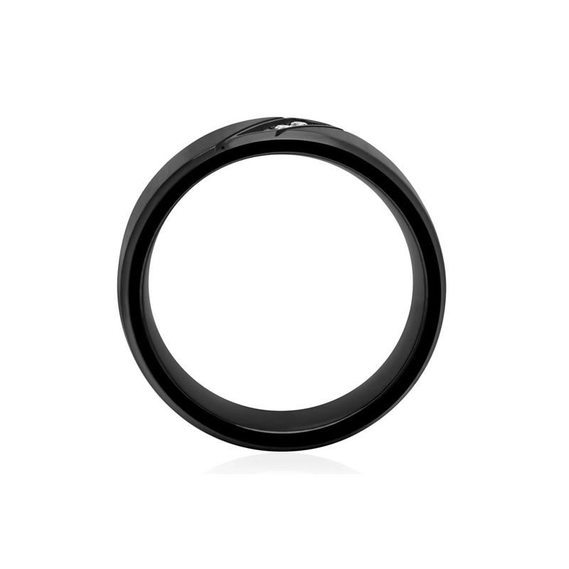 Men&rsquo;s Diamond Ring in Black Ion-Plated Stainless Steel, 8mm – Image 2 of 3