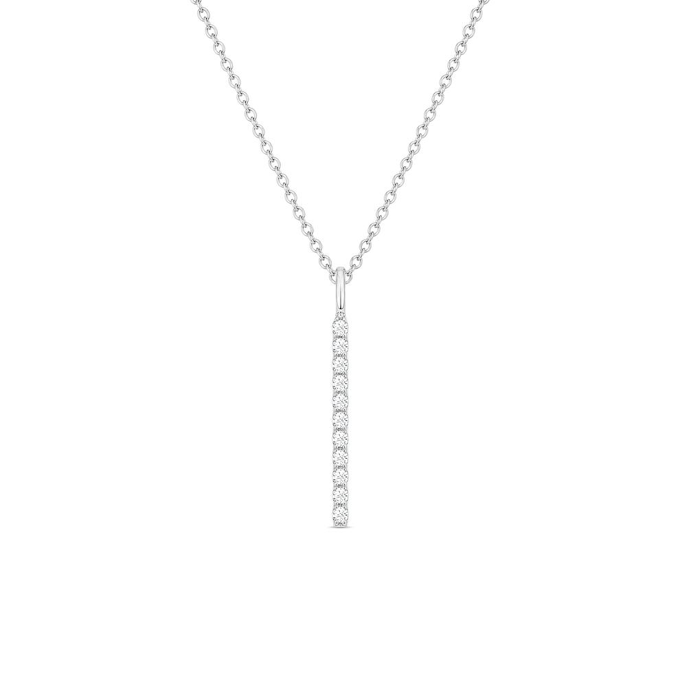 Diamond Accent Vertical Bar Pendant Necklace in Sterling Silver – Image 1 of 4