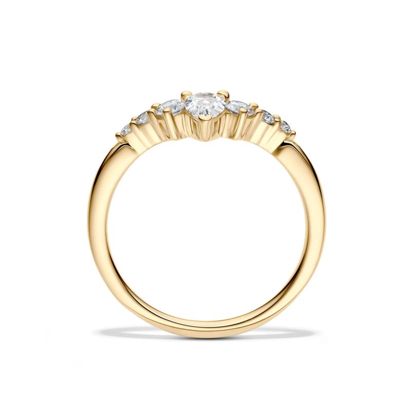 Lab Grown Diamond Chevron Contour Band in 14K Yellow Gold (1/2 ct. tw.) – Image 2 of 4