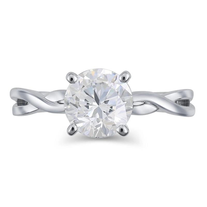 Twist-Shank Semi-Mount Engagement Ring in 14K White Gold &#40;Setting Only&#41; – Image 1 of 6