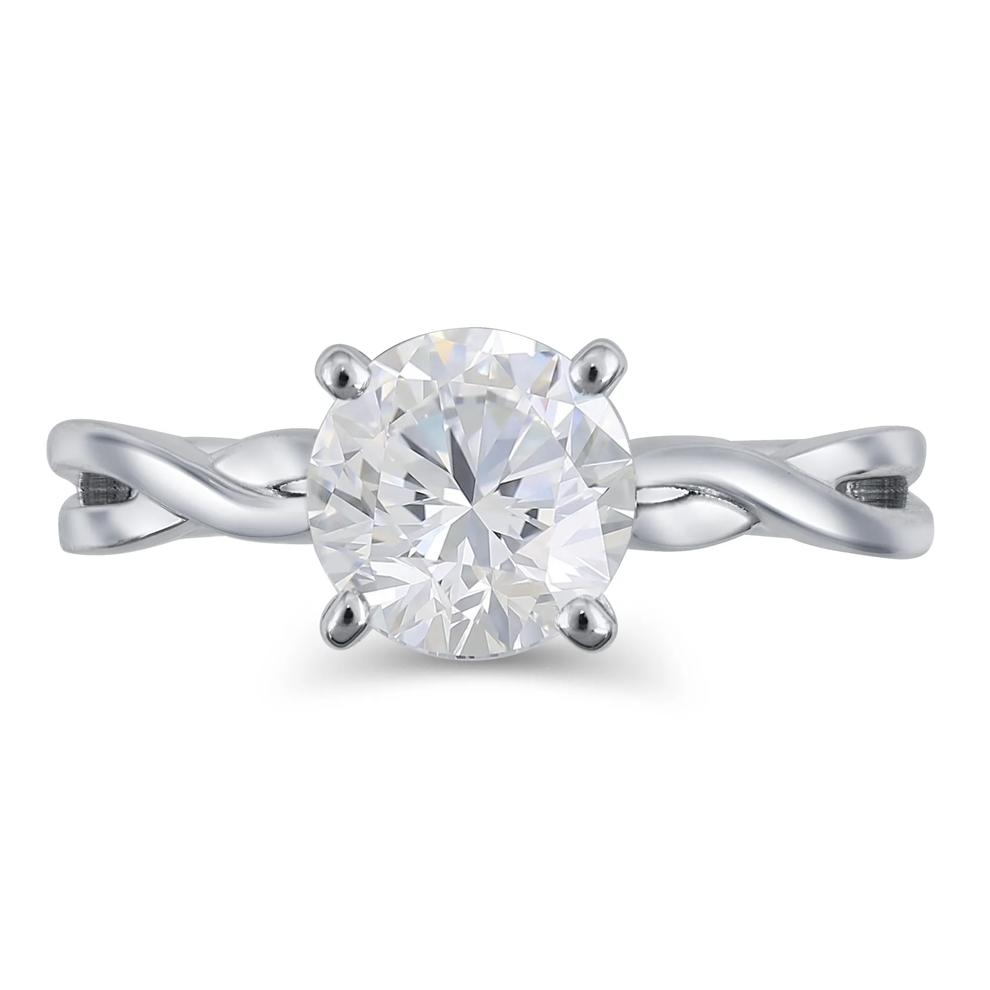 Twist-Shank Semi-Mount Engagement Ring in 14K White Gold (Setting Only) – Image 1 of 6