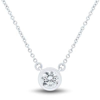 Lab Grown Diamond Bezel-Set Solitaire Pendant in 14K White Gold (1/2ct. tw.)
