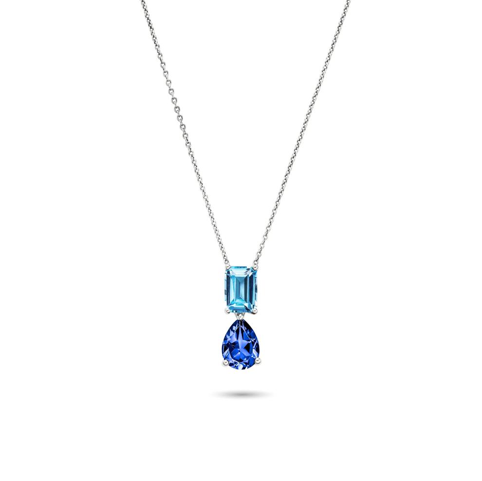 Blue Topaz &amp; London Blue Topaz Pendant Necklace in Sterling Silver – Image 1 of 4