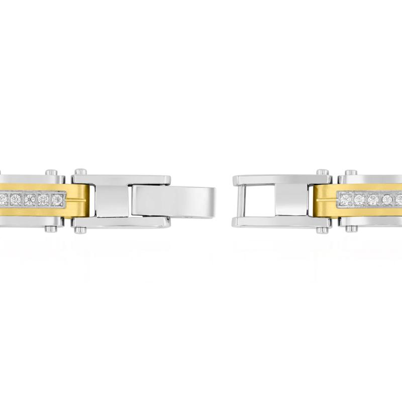 Men&#39;s Diamond Bracelet in Ion-Plated Stainless Steel &#40;1/2 ct. tw.&#41; – Image 3 of 3